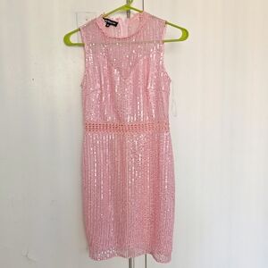 Pink Sequin Sleeveless Dress